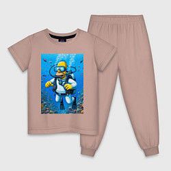 Детская пижама Homer diving - ai art