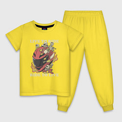 Пижама хлопковая детская Жить чтобы ездить ездить чтобы жить, цвет: желтый