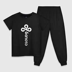 Пижама хлопковая детская Cloud9 - vertical logo, цвет: черный