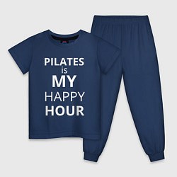 Пижама хлопковая детская Pilates is my happy hour -  пилатес мой любимый ча, цвет: тёмно-синий