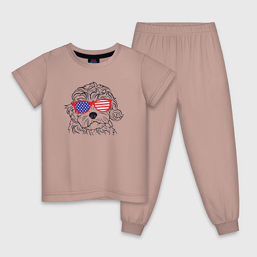 Детская пижама USA dog / Пыльно-розовый – фото 1