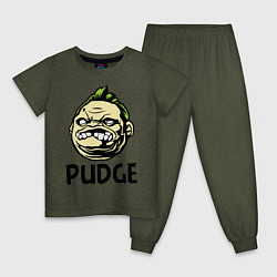 Пижама хлопковая детская Pudge Face, цвет: меланж-хаки