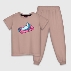 Пижама хлопковая детская Акула на отдыхе, цвет: пыльно-розовый