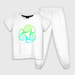Пижама хлопковая детская Зеленый трискелион, цвет: белый