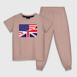 Пижама хлопковая детская США и Великобритания, цвет: пыльно-розовый