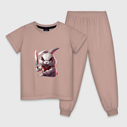 Пижама хлопковая детская Зайчик Маньяк, цвет: пыльно-розовый