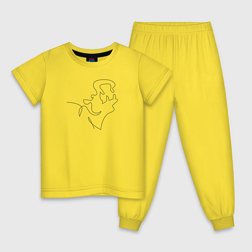 Детская пижама Бегемот line art / Желтый – фото 1