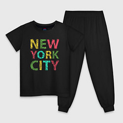 Пижама хлопковая детская New York city colors, цвет: черный