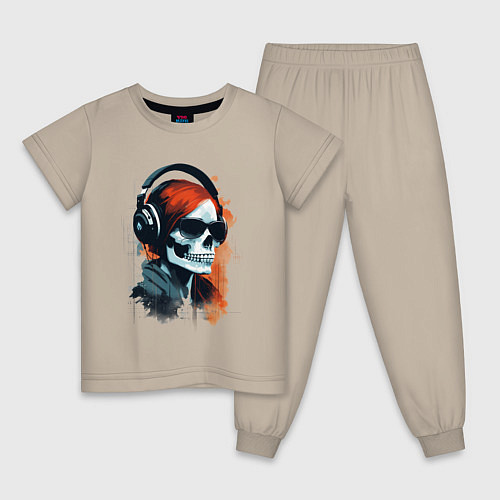 Детская пижама Grunge redhead girl skull / Миндальный – фото 1