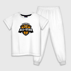 Пижама хлопковая детская All-star basket, цвет: белый