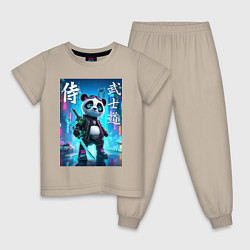 Пижама хлопковая детская Panda samurai - bushido ai art, цвет: миндальный
