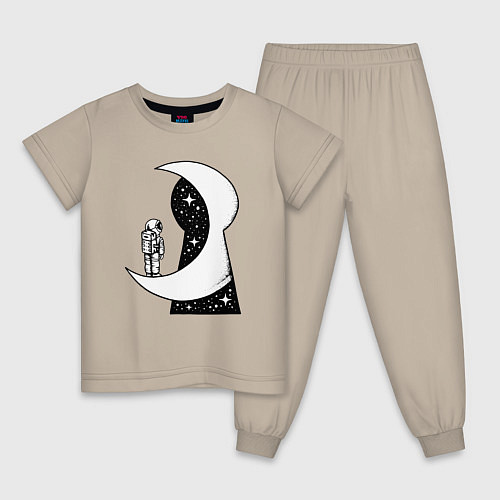 Детская пижама Космос в замочной скважине / Миндальный – фото 1