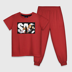Пижама хлопковая детская Кадзуто Киригая Игрок-одиночка, цвет: красный