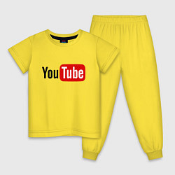 Пижама хлопковая детская You tube logo, цвет: желтый