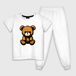 Пижама хлопковая детская Тедди медведь, цвет: белый