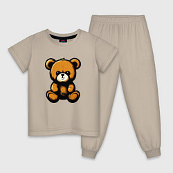 Пижама хлопковая детская Тедди медведь, цвет: миндальный