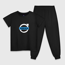 Пижама хлопковая детская Volvo logo, цвет: черный