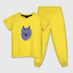 Пижама хлопковая детская Волк серый не страшный, цвет: желтый