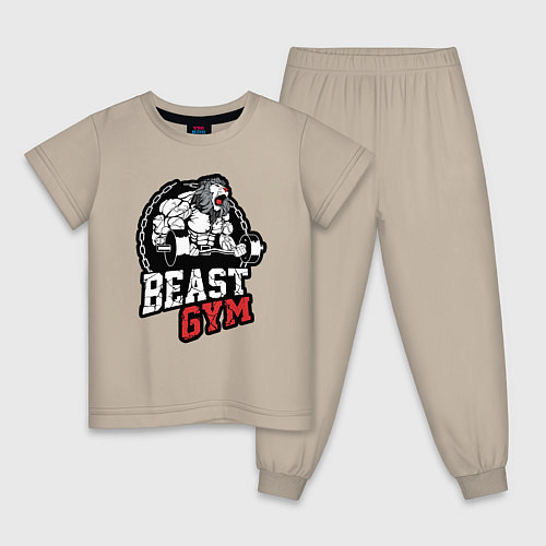Детская пижама Лучший тренажерного зала - лев / Миндальный – фото 1