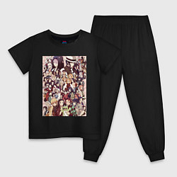 Пижама хлопковая детская Клинок, рассекающий демонов Гию Томиока коллаж, цвет: черный