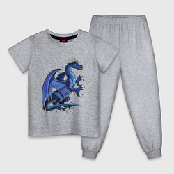 Пижама хлопковая детская Azure dragon, цвет: меланж