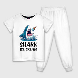 Пижама хлопковая детская Shark ice cream - ai art, цвет: белый