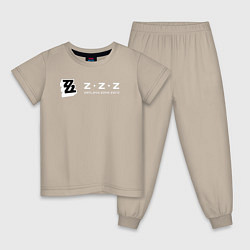 Пижама хлопковая детская Zenless zone zero логотип, цвет: миндальный