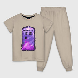 Пижама хлопковая детская Violet tardis, цвет: миндальный