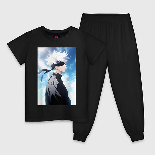 Детская пижама Магическая битва Сатору Годзё в повязке / Черный – фото 1