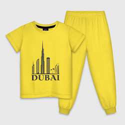 Пижама хлопковая детская Dubai city style, цвет: желтый