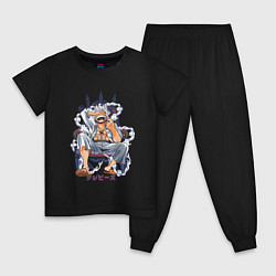Пижама хлопковая детская One piece дым smoke, цвет: черный