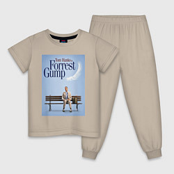 Пижама хлопковая детская Forrest Gump - Tom is on the bench, цвет: миндальный