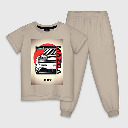 Детская пижама Mazda rx-7 автомобиль гоночный jdm / Миндальный – фото 1