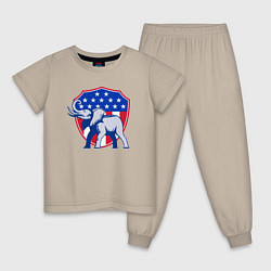 Пижама хлопковая детская Слон США, цвет: миндальный