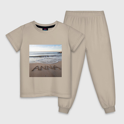 Детская пижама Имя Анна на песке / Миндальный – фото 1
