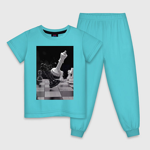 Детская пижама Шахматы эстетика / Бирюзовый – фото 1