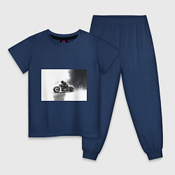 Пижама хлопковая детская Крутой байкер скетч, цвет: тёмно-синий