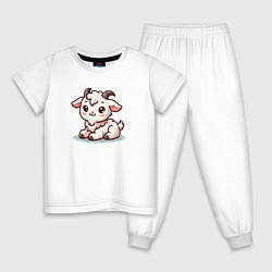 Пижама хлопковая детская Милый козлик, цвет: белый