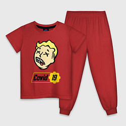 Пижама хлопковая детская Vault boy - covid 19, цвет: красный