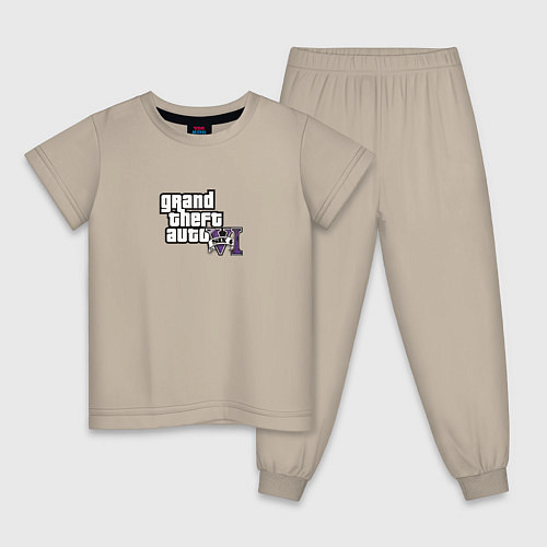 Детская пижама Grand Theft Auto 6 vice city logo / Миндальный – фото 1