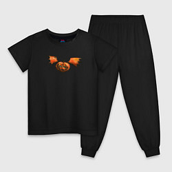 Пижама хлопковая детская Scary pumpkin, цвет: черный