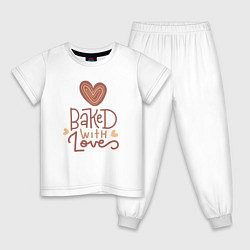Пижама хлопковая детская Выпечено с любовью, цвет: белый