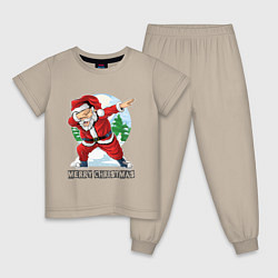 Пижама хлопковая детская Dab Santa, цвет: миндальный