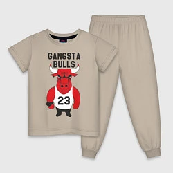 Пижама хлопковая детская Gangsta Bulls 23, цвет: миндальный