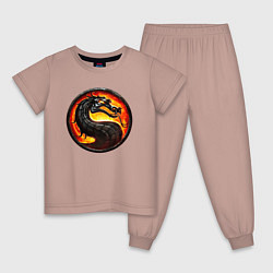 Пижама хлопковая детская Mortal kombat logotype, цвет: пыльно-розовый