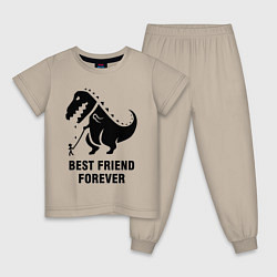 Пижама хлопковая детская Godzilla best friend, цвет: миндальный