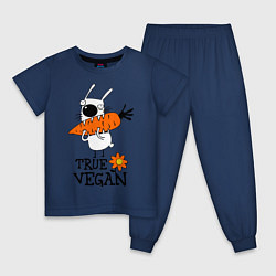 Пижама хлопковая детская True vegan (истинный веган), цвет: тёмно-синий