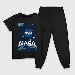 Пижама хлопковая детская NASA в космосе, цвет: черный