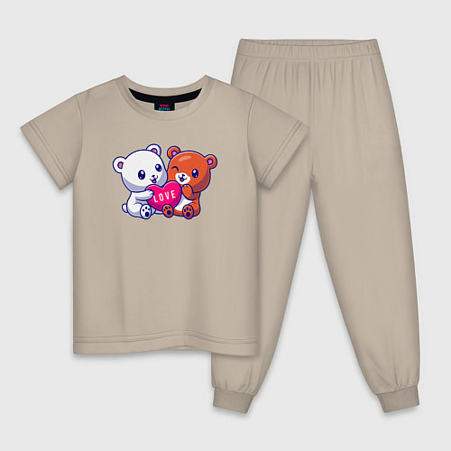 Детская пижама Teddy love / Миндальный – фото 1