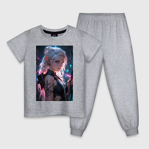 Детская пижама Прекрасная девушка-эльф с луком / Меланж – фото 1